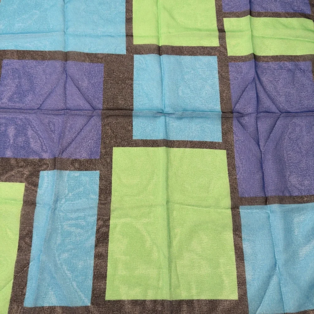 Kathie Lee Collection Blue Green Geometric ColorBlock Square Scarf Italy Y2K VTG